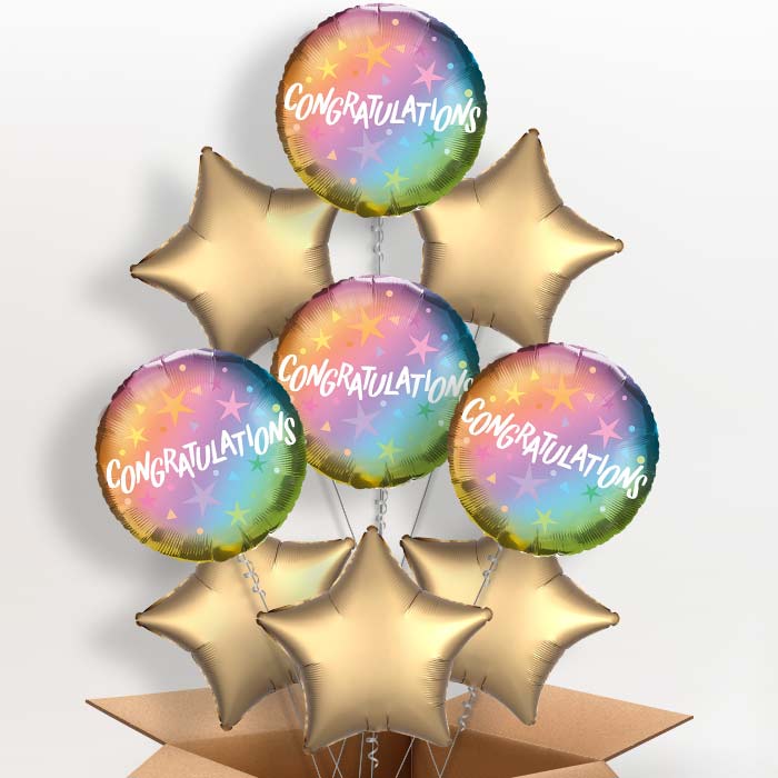 Congratulations Ombre Stars Balloon in a Box