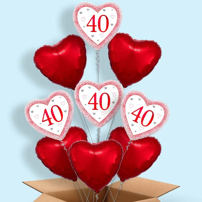 Ruby Happy 40th Anniversary Heart Foil Balloon in a Box - 9 Balloon | Small Indoor Plants