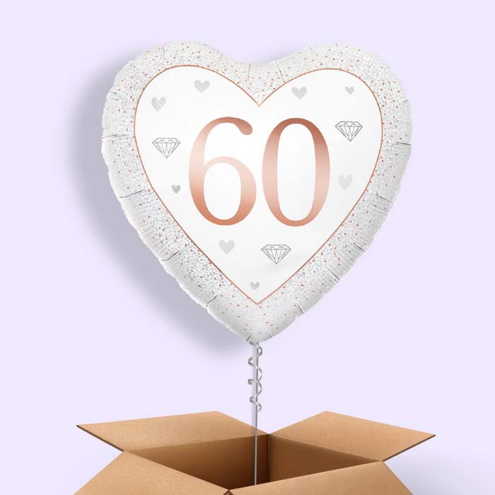 Diamond Happy 60th Anniversary Heart Foil Balloon in a Box - 1 Balloon | Small Indoor Plants