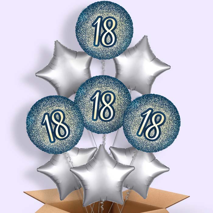 Navy and Gold 18th Birthday Foil Balloon in a Box - 9 Balloon | Small Indoor Plants