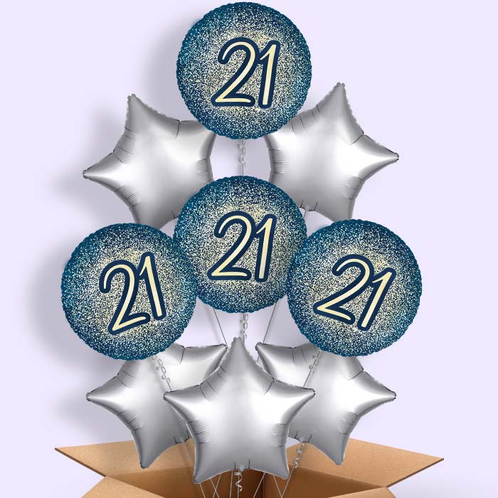 Navy and Gold 21st Birthday Foil Balloon in a Box - 9 Balloon | Small Indoor Plants