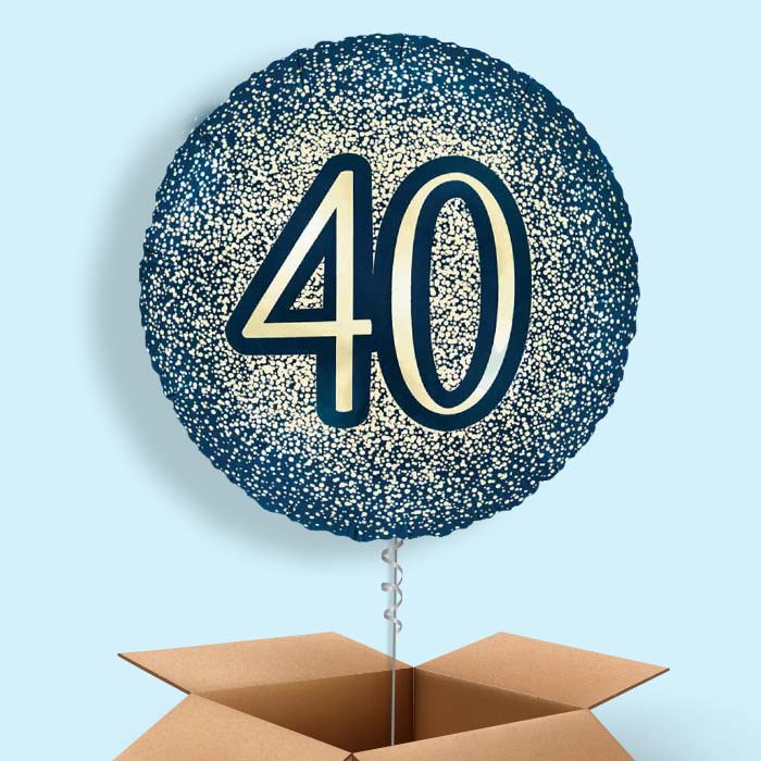 Navy and Gold 40th Birthday Foil Balloon in a Box - 1 Balloon | Small Indoor Plants