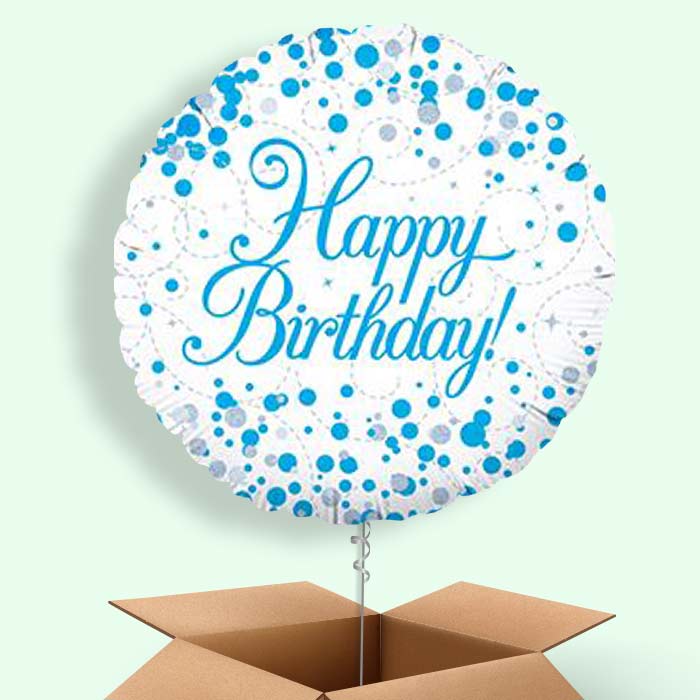 Blue and White Birthday Balloons in a Box - 1 Balloon | Small Indoor Plants