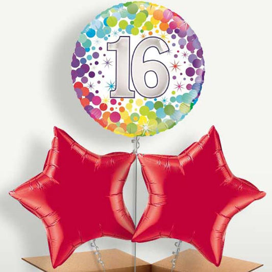 Multicoloured 16 Birthday Balloon Bunches | Small Indoor Plants