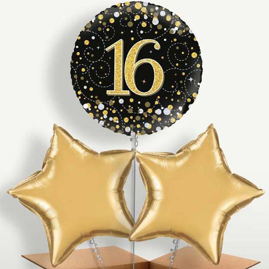 Black & Gold 16th Birthday Bunch of Balloons | Small Indoor Plants