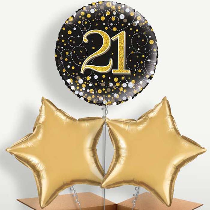 Black Gold 21st Birthday Bunch of Balloons | Small Indoor Plants
