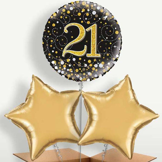 Black Gold 21st Birthday Bunch of Balloons | Small Indoor Plants