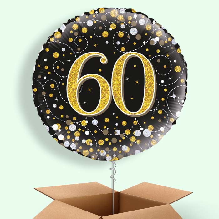 60th Balloons in a Box - Black and Gold - 1 Balloon | Small Indoor Plants