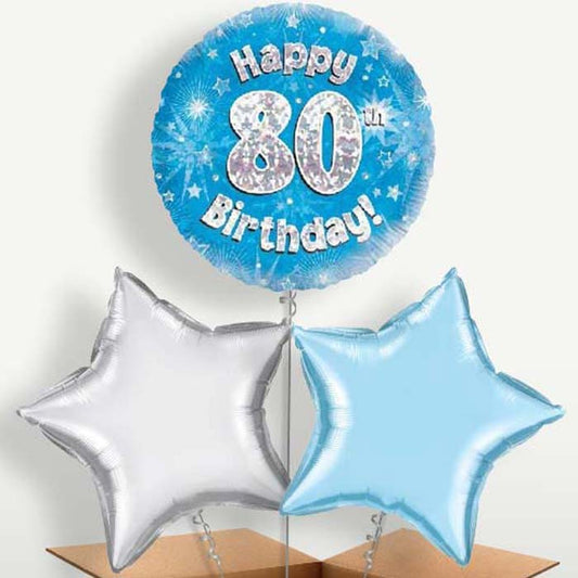 Happy 18th Birthday Blue Stars Trio Balloon Bunch | Small Indoor Plants
