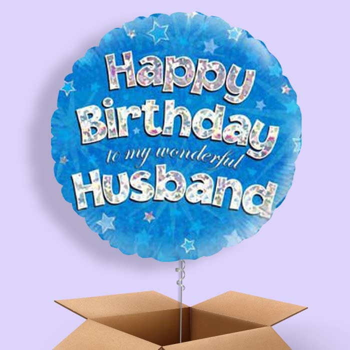 Husband Birthday Balloons in a Box - Blue Stars - 1 Balloon | Small Indoor Plants