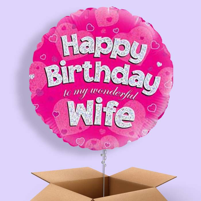 Happy Birthday Wife Balloons in a Box - 1 Balloon | Small Indoor Plants