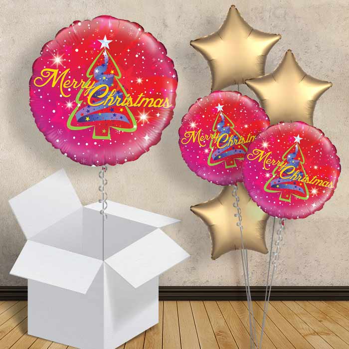 Christmas Tree Merry Christmas Balloon in a Box - 1 Balloon | Small Indoor Plants