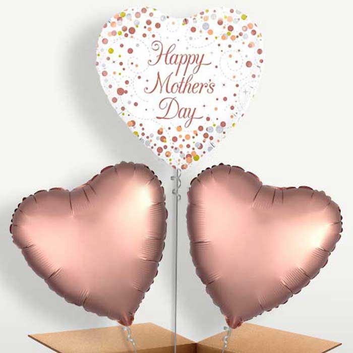 Mother’s Day Confetti Rose Gold Balloon Bunches | Small Indoor Plants