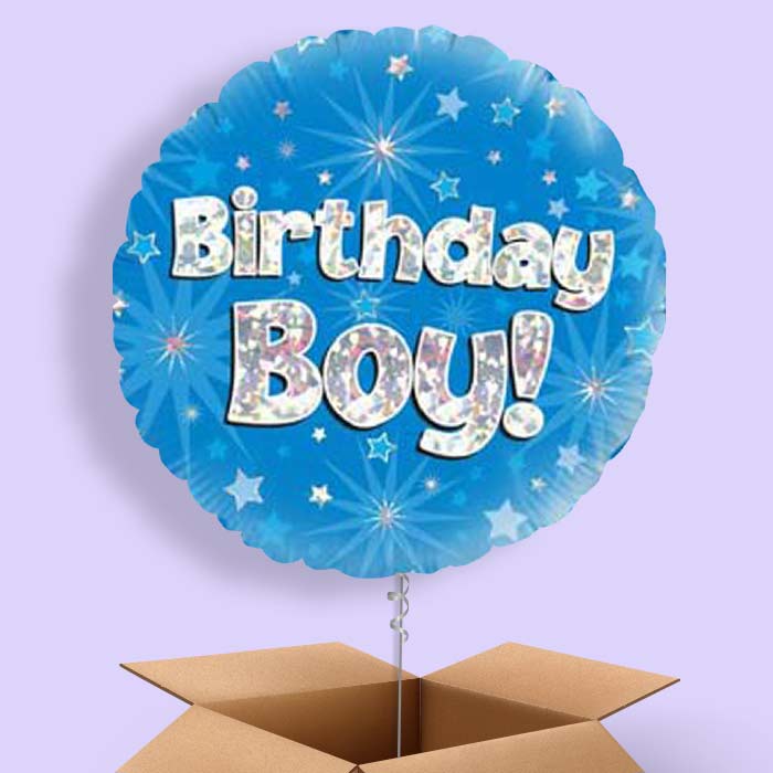 Birthday Boy Blue Stars Balloon in a Box - 1 Balloon | Small Indoor Plants