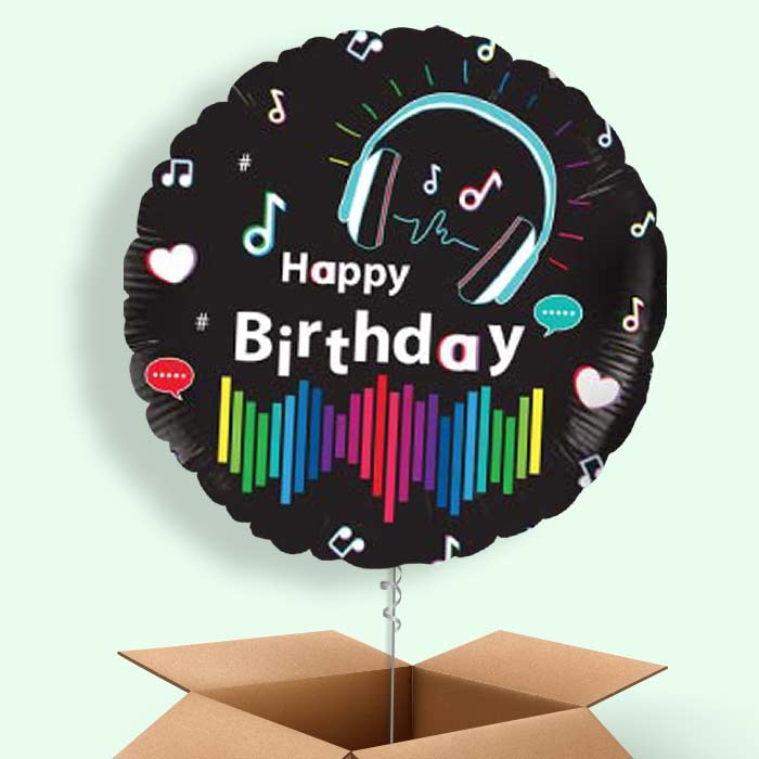 Music Birthday Balloons in a Box Inflated with Helium - 1 Balloon | Small Indoor Plants