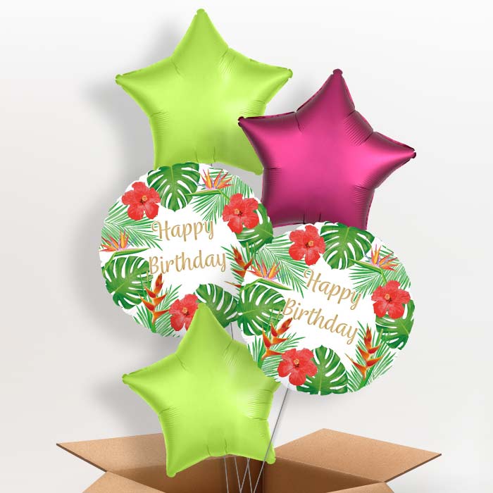 Tropical Balloons in a Box - Happy Birthday - 5 Balloon | Small Indoor Plants