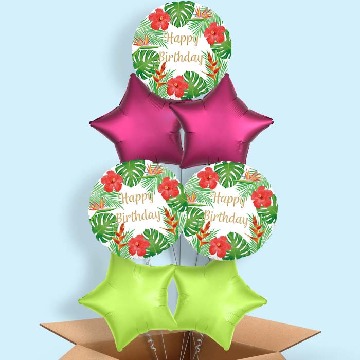 Tropical Balloons in a Box - Happy Birthday - 7 Balloon | Small Indoor Plants