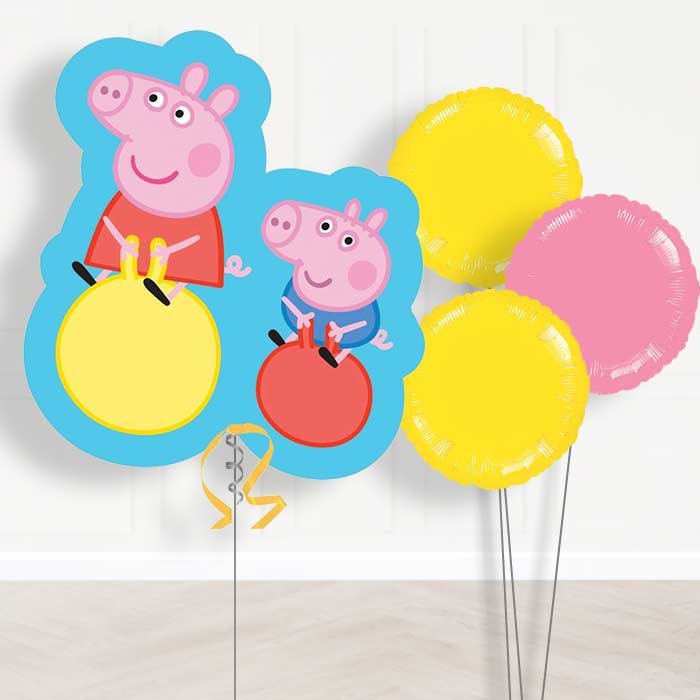 Peppa and George Balloon Display Package - Plain Bouquet | Small Indoor Plants