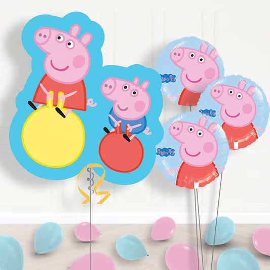 Peppa and George Balloon Display Package - Themed Bouquet and Latex | Small Indoor Plants
