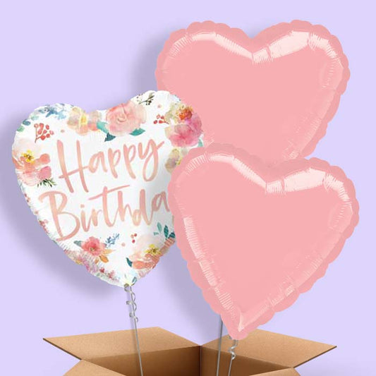 Roses Happy Birthday Balloon in a Box - 3 Balloon | Small Indoor Plants