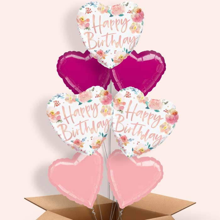 Roses Happy Birthday Balloon in a Box - 7 Balloon | Small Indoor Plants