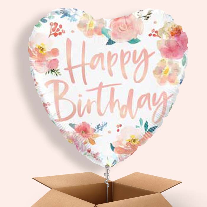 Roses Happy Birthday Balloon in a Box - 1 Balloon | Small Indoor Plants