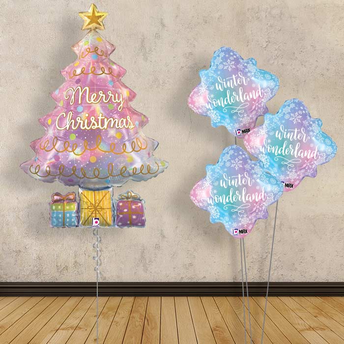 Christmas Tree Helium Balloon Bouquet Delivered