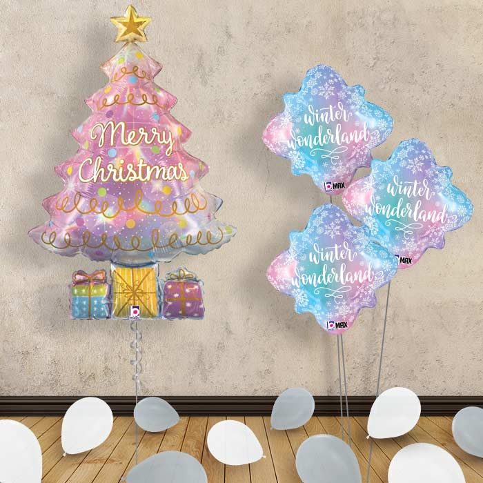 Christmas Tree Helium Balloon Bouquet Delivered