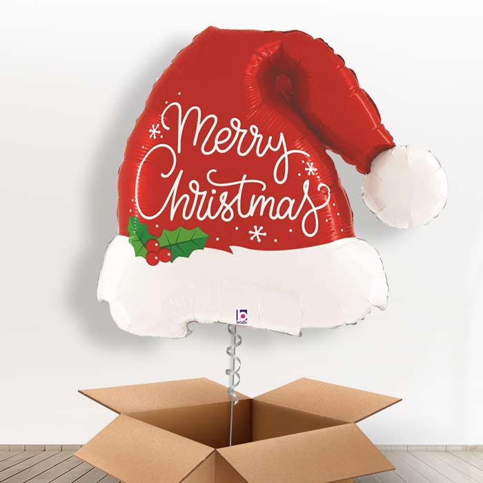 Santa Hat Merry Christmas Balloon in a Box