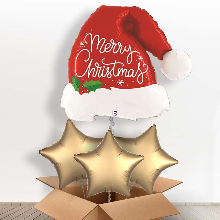 Santa Hat Merry Christmas Balloon in a Box