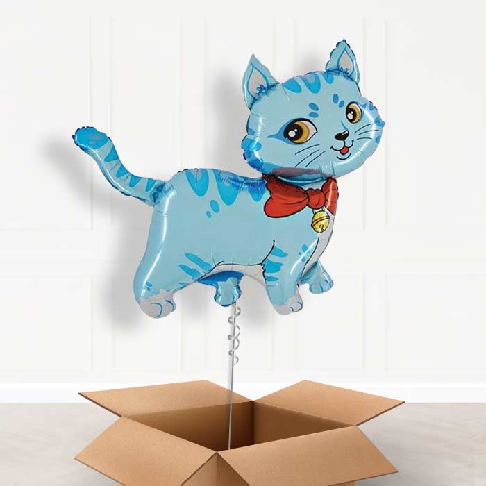 Giant Blue Cat Foil Balloon in a Box