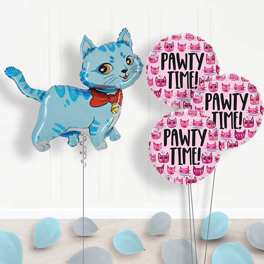 Giant Blue Cat Balloon Bouquet Delivery - Themed Bouquet and Latex | Small Indoor Plants