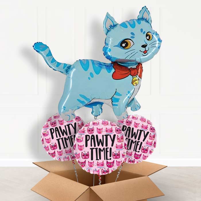 Giant Blue Cat Foil Balloon in a Box