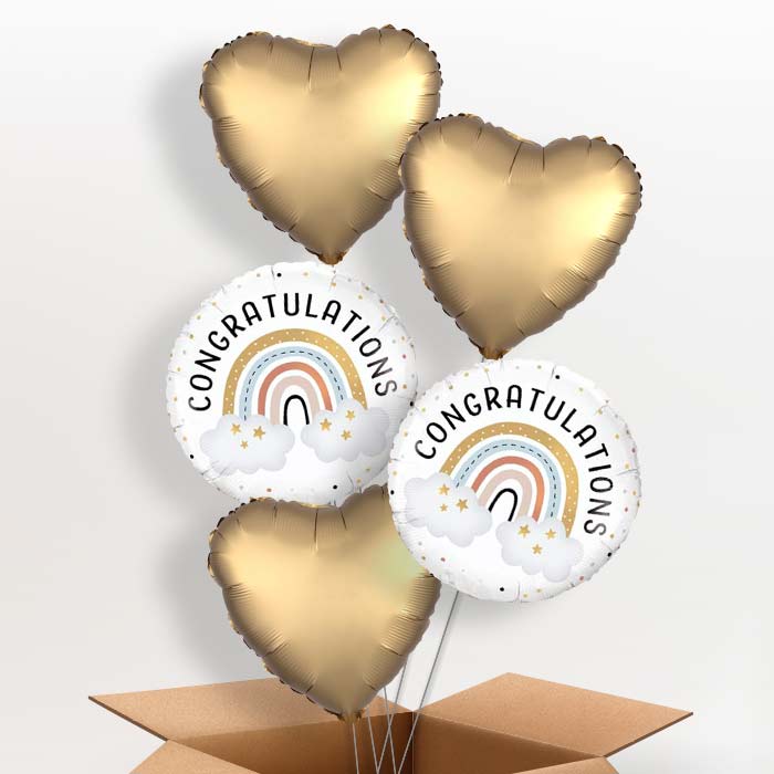 Boho Congratulations Balloon in a Box - 5 Balloon | Small Indoor Plants