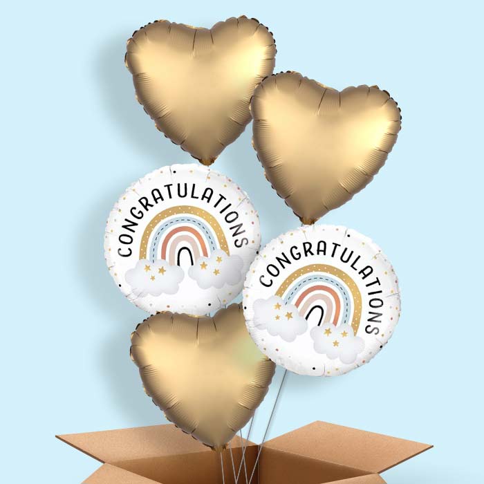 Boho Congratulations 5 Balloon Bouquet in a Box