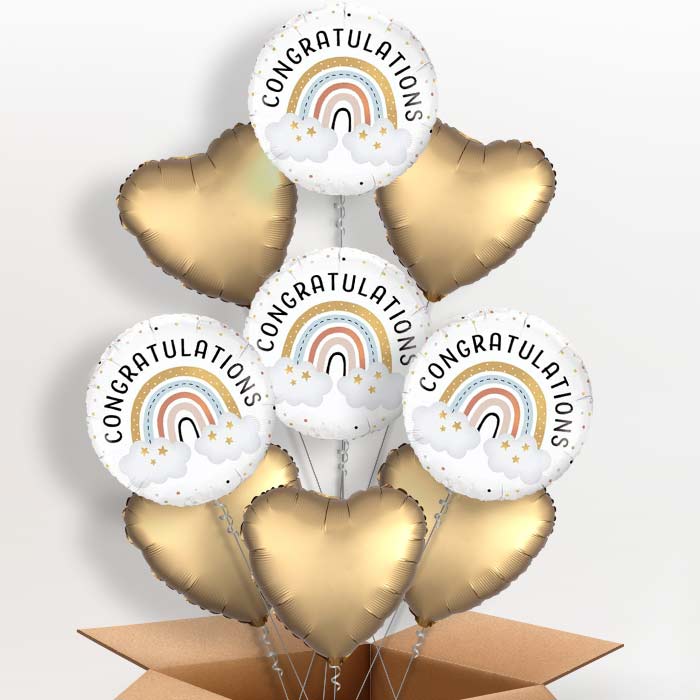 Boho Congratulations Balloon in a Box - 9 Balloon | Small Indoor Plants