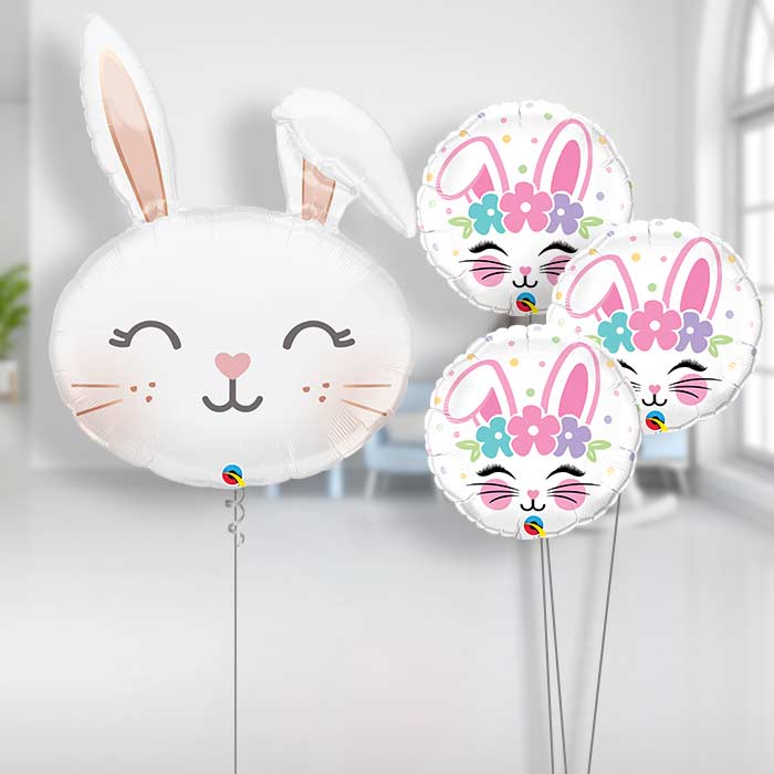 Bunny Rabbit Balloon Bouquet - Themed Bouquet | Small Indoor Plants