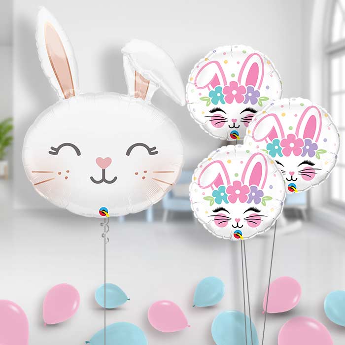 Bunny Rabbit Balloon Bouquet - Themed Bouquet and Latex | Small Indoor Plants