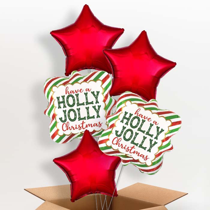 Holly Jolly Christmas Balloon in a Box - 5 Balloon | Small Indoor Plants