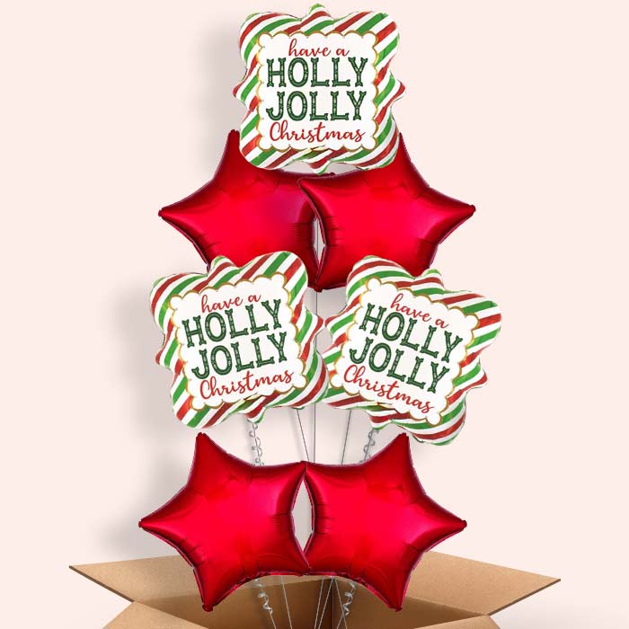 Holly Jolly Christmas Balloon in a Box - 7 Balloon | Small Indoor Plants