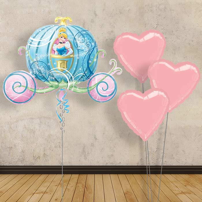 Cinderella Carriage Giant Balloon with 3 Balloon Bouquet Inflated Balloon in a Box