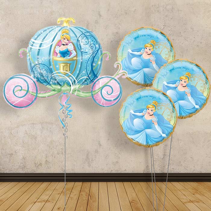Cinderella Carriage Giant Balloon with 3 Balloon Bouquet Inflated Balloon in a Box