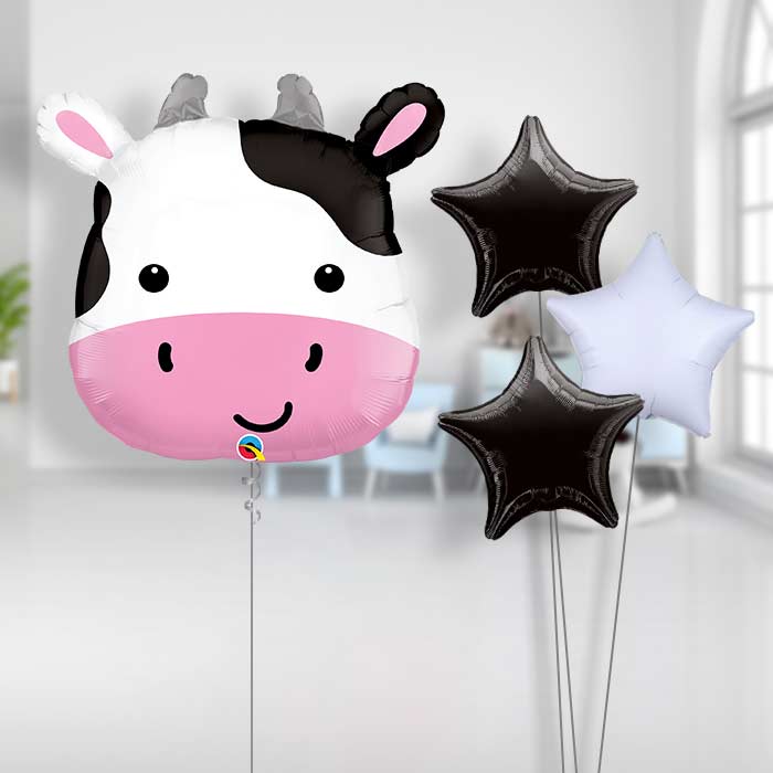 Cow Balloon Bouquet - Plain Bouquet | Small Indoor Plants