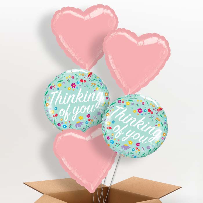 Floral Thinking of You 5 Balloon Bunch in a Box