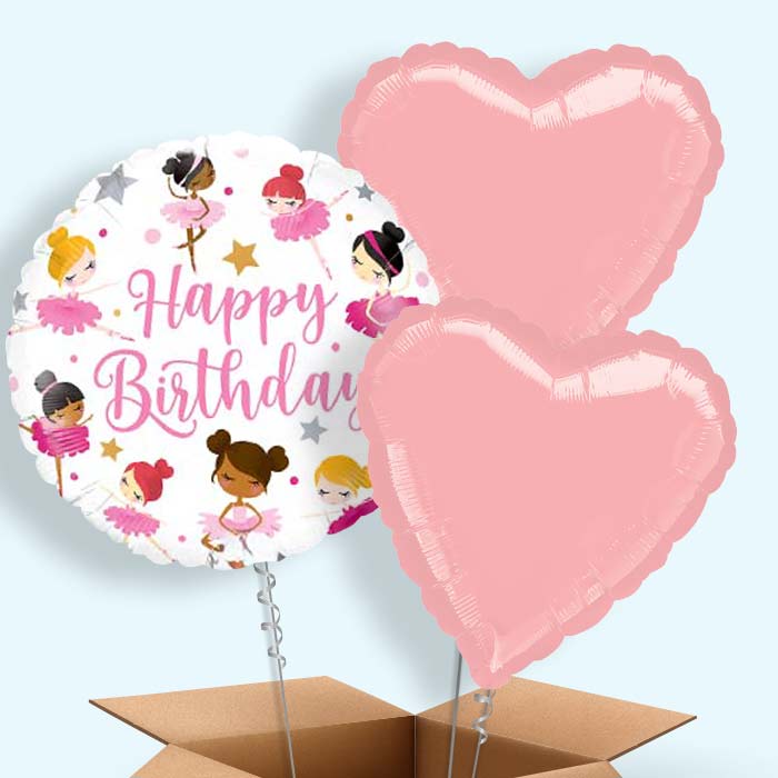 Birthday Ballerina Balloons in a Box - 3 Balloon | Small Indoor Plants