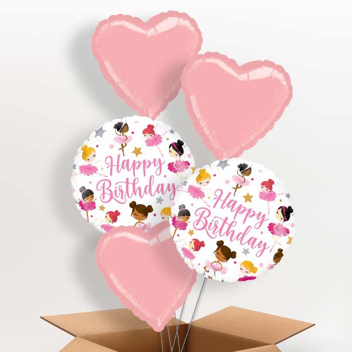 Birthday Ballerina Balloons in a Box - 5 Balloon | Small Indoor Plants