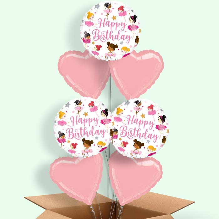 Birthday Ballerina Balloons in a Box - 7 Balloon | Small Indoor Plants