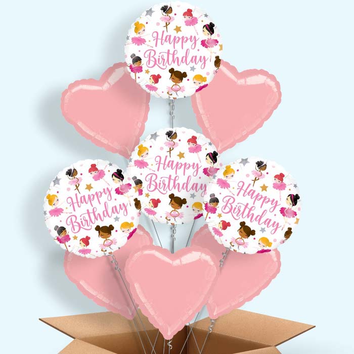 Birthday Ballerina Balloons in a Box - 9 Balloon | Small Indoor Plants