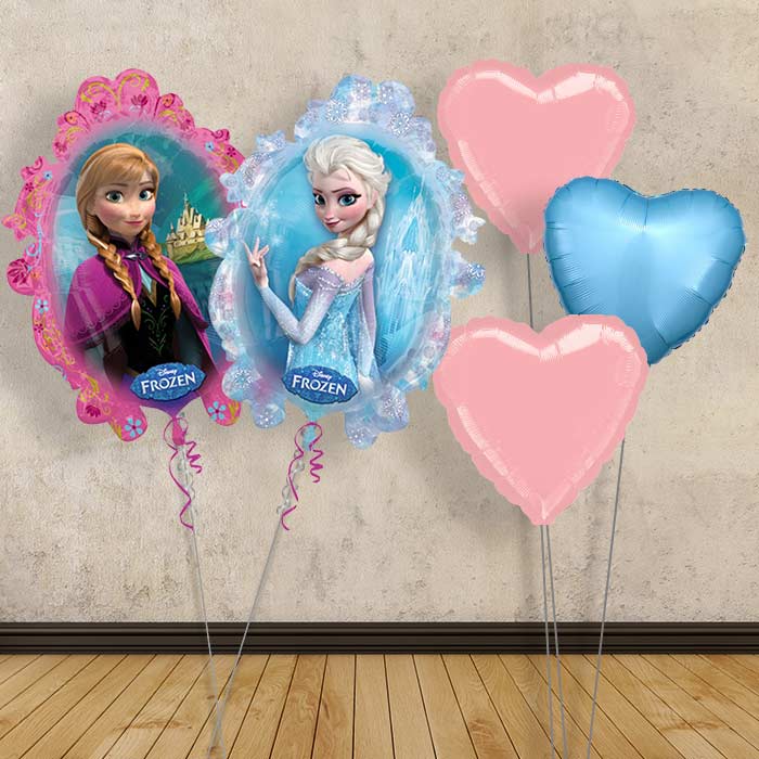 Frozen Anna & Elsa Balloon Bouquet Delivery in a Box - Plain Bouquet | Small Indoor Plants