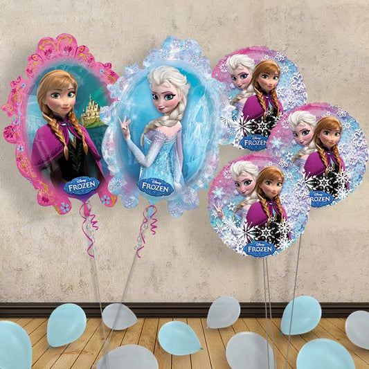 Frozen Anna & Elsa Balloon Bouquet Delivery in a Box - Themed Bouquet and Latex | Small Indoor Plants